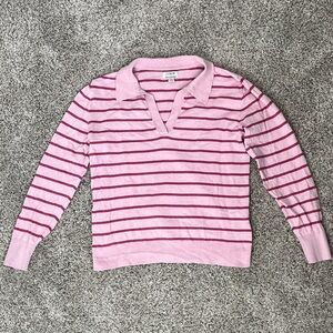 J. Crew Pink Striped Rubgy Sweater
